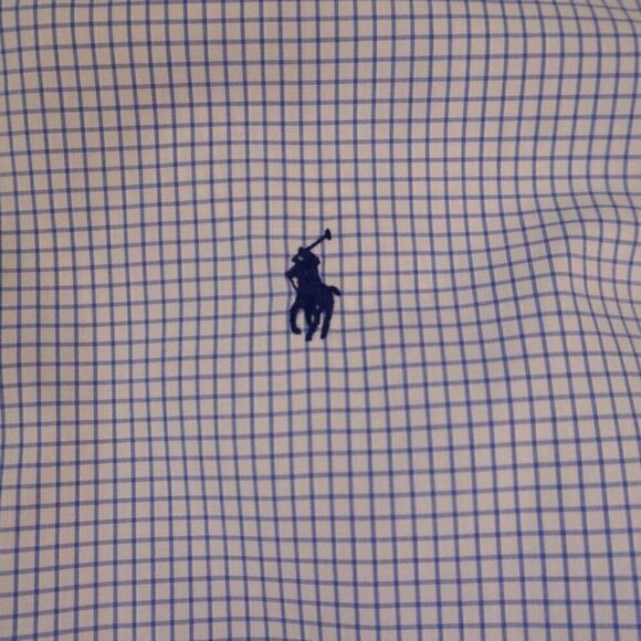 Polo Ralph Lauren Men Dress Shirt Sz 16 Custom Fit Button Up Blue White Check LS - Picture 11 of 11